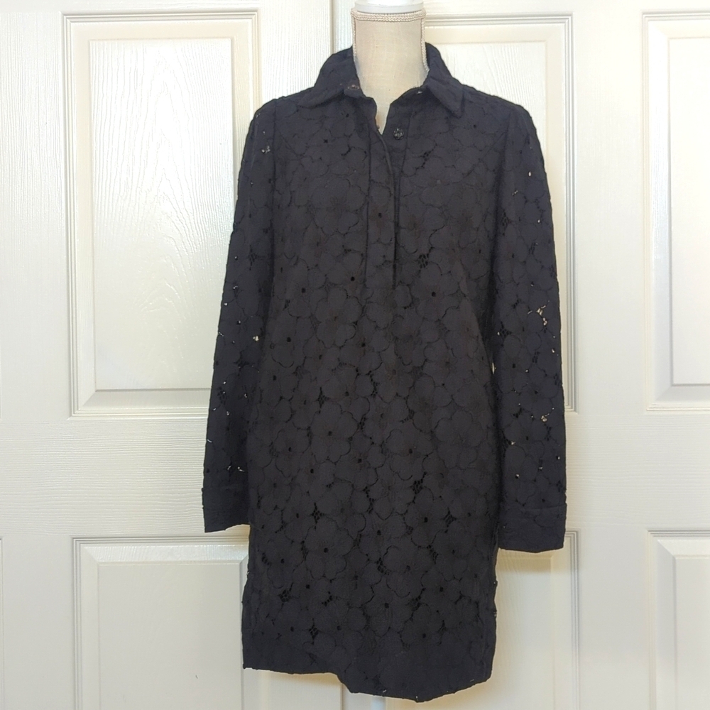 Diane Von Furstenberg Black Floral Long sleeve Tunic dress